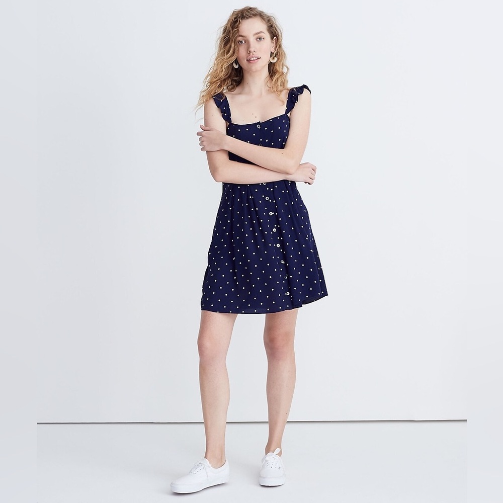 Madewell Ruffle-Strap Button-Front Dress
